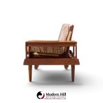hans olsen model 161 danish teak and cane modular 2-seat sofa with table - pair