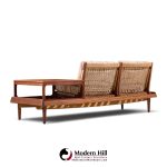 hans olsen model 161 danish teak and cane modular 2-seat sofa with table - pair