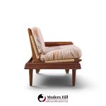 hans olsen model 161 danish teak and cane modular 2-seat sofa with table - pair