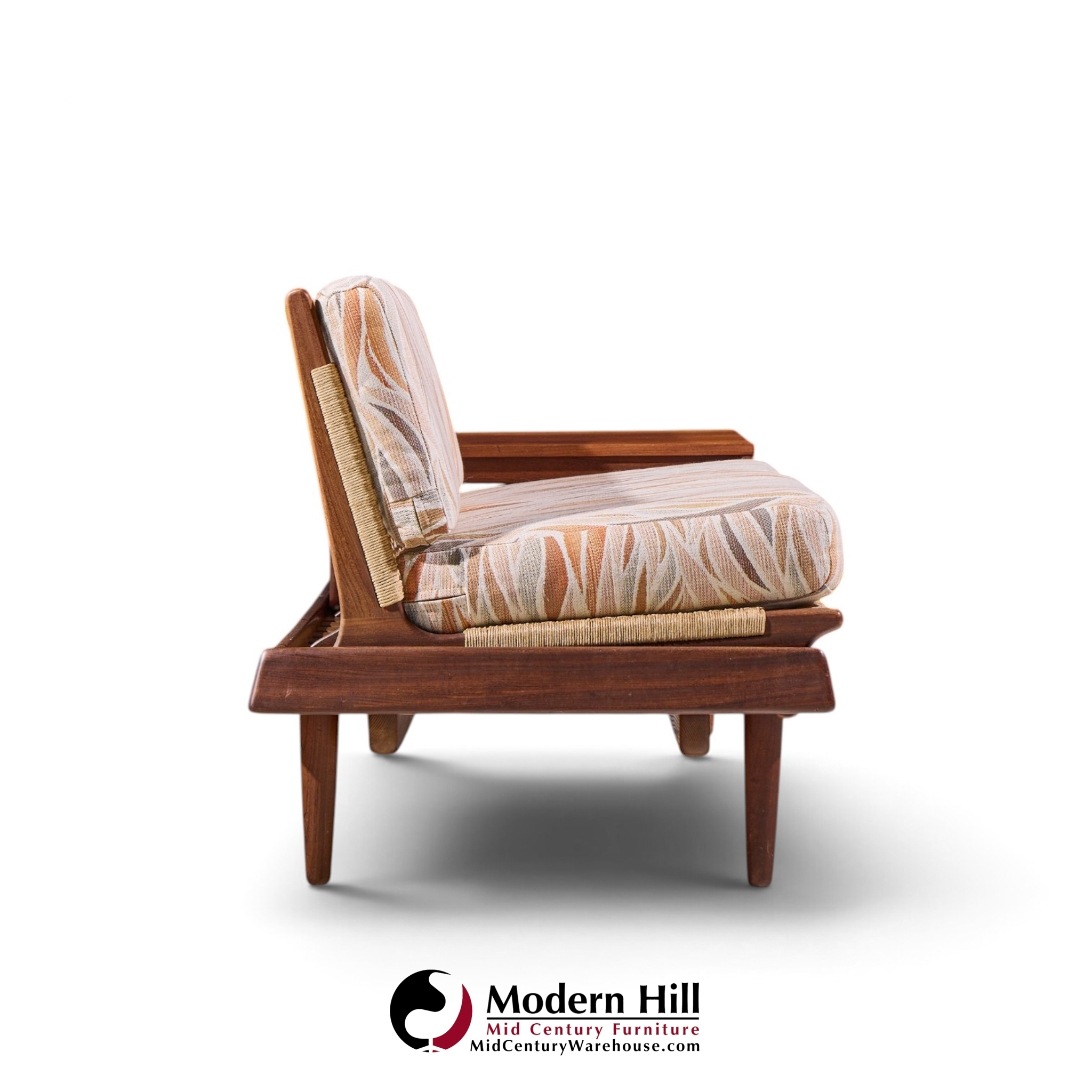hans olsen model 161 mid century danish teak and cane modular 2-seat sofa with table