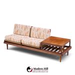 hans olsen model 161 danish teak and cane modular 2-seat sofa with table - pair