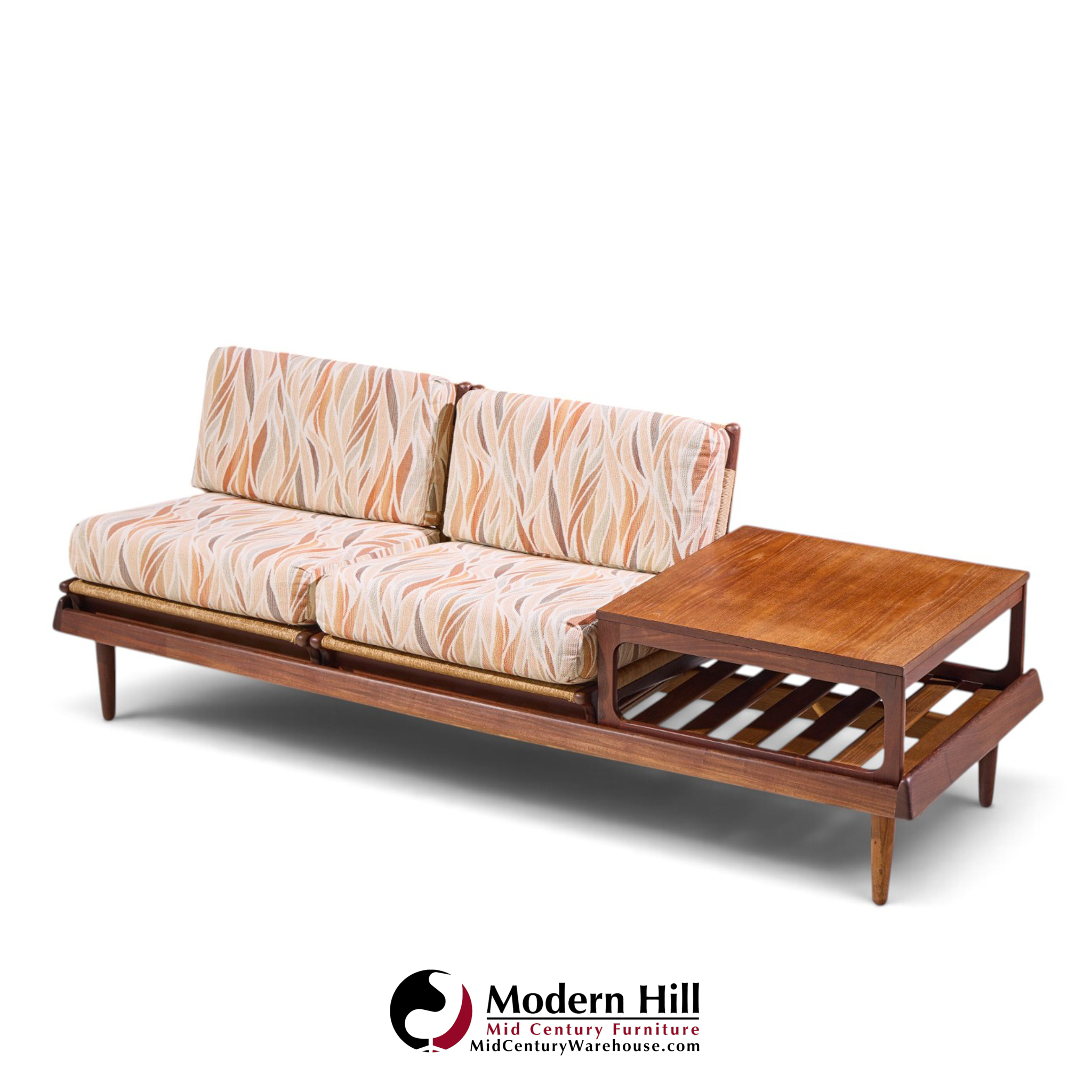 hans olsen model 161 mid century danish teak and cane modular 2-seat sofa with table