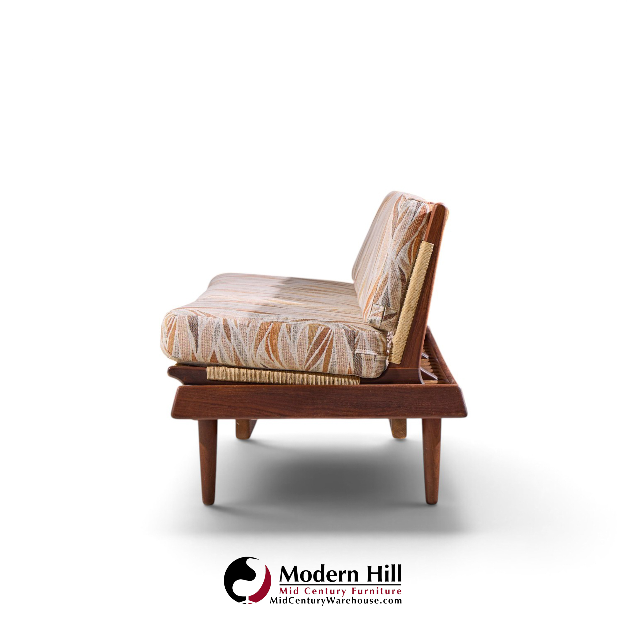 hans olsen model 161 mid century danish teak and cane modular 3-seat sofa