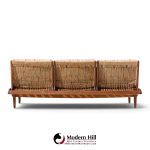 hans olsen model 161 mid century danish teak and cane modular 3-seat sofa