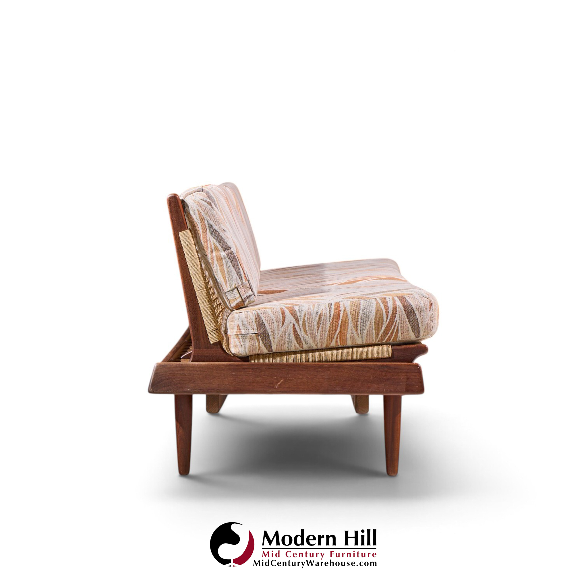 hans olsen model 161 mid century danish teak and cane modular 3-seat sofa
