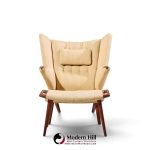 hans wegner for ap stolen ap19 mid century papa bear chair and ottoman - pair