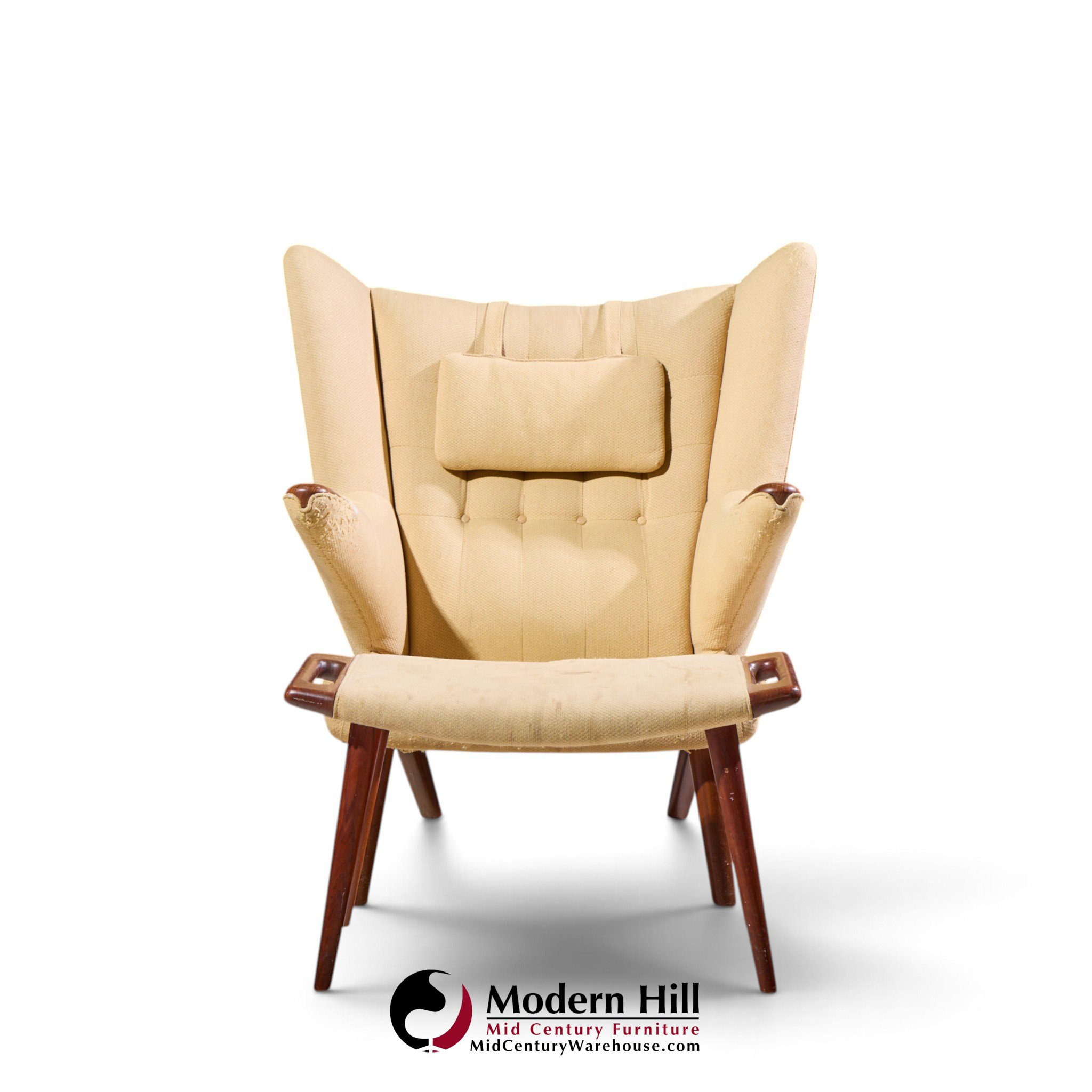 hans wegner for ap stolen ap19 mid century papa bear chair and ottoman - pair