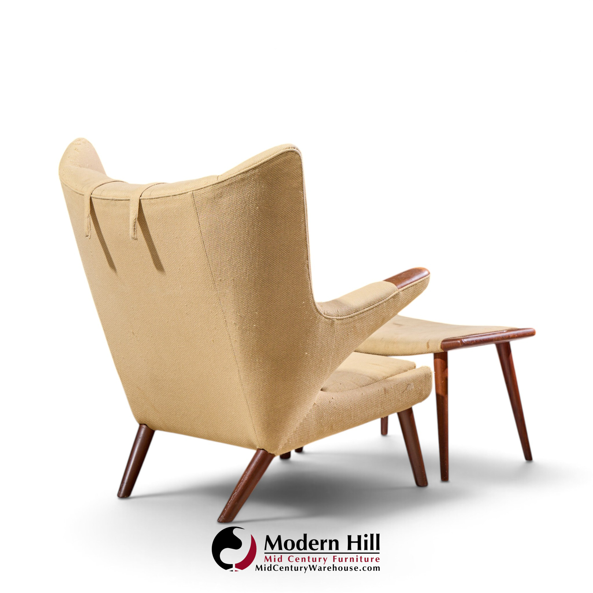 hans wegner for ap stolen ap19 mid century papa bear chair and ottoman - pair