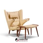 hans wegner for ap stolen ap19 mid century papa bear chair and ottoman - pair