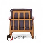 hans wegner for getama ge-290 mid century danish teak high back lounge chairs - pair with ottoman