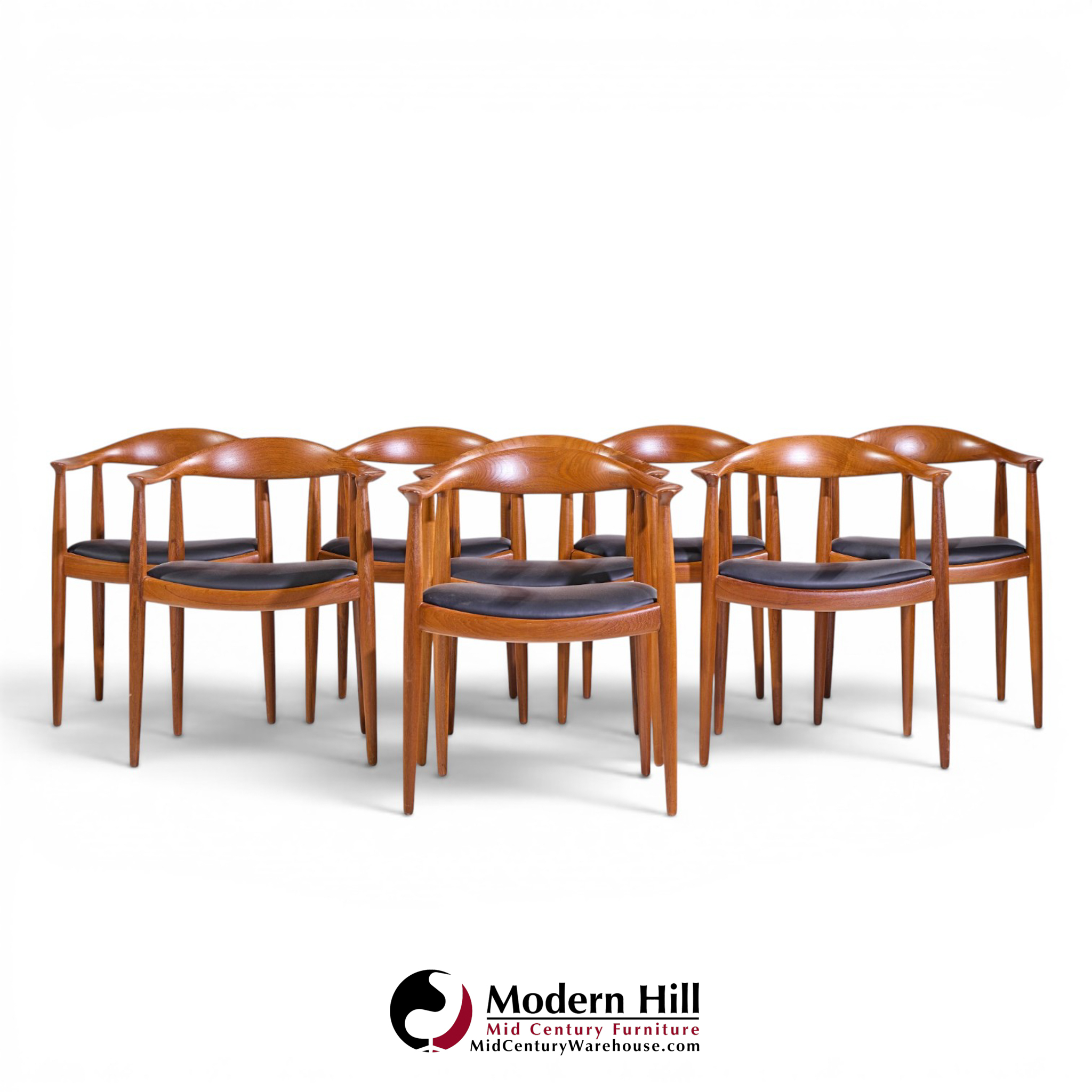 hans wegner for johannes hansen mid century danish teak the chair - set of 8
