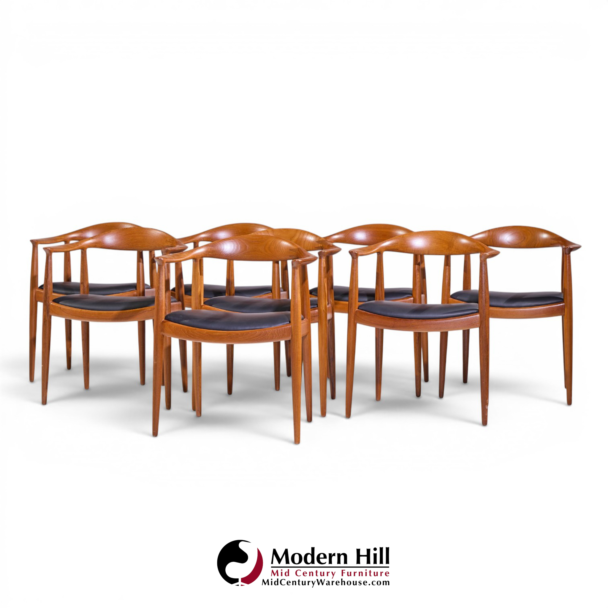 hans wegner for johannes hansen mid century danish teak the chair - set of 8