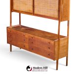 hans wegner for ry møbler ry-20 mid century danish teak and rattan highboard credenza with hutch