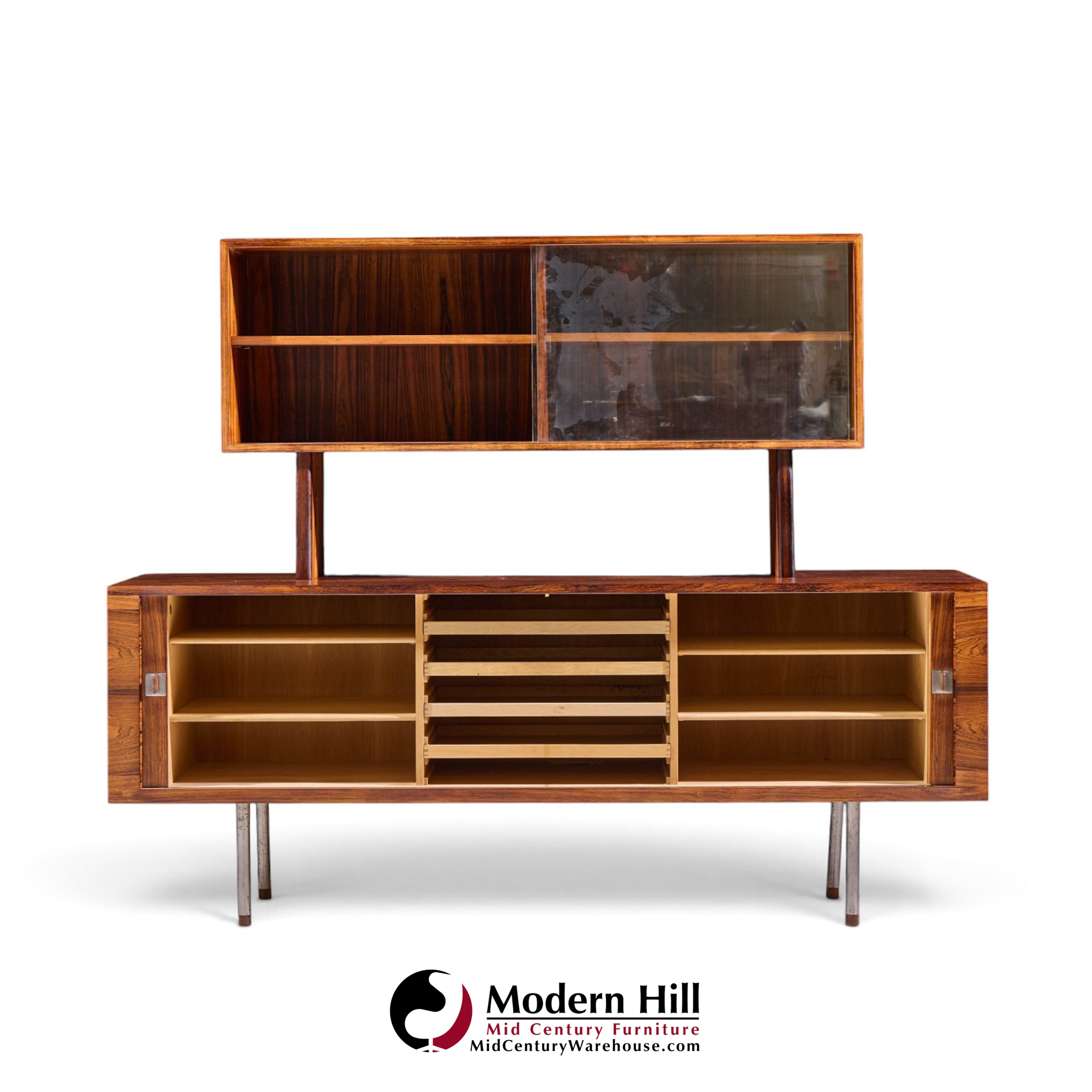 hans wegner for ry møbler ry-25 president mid century rosewood credenza with hutch