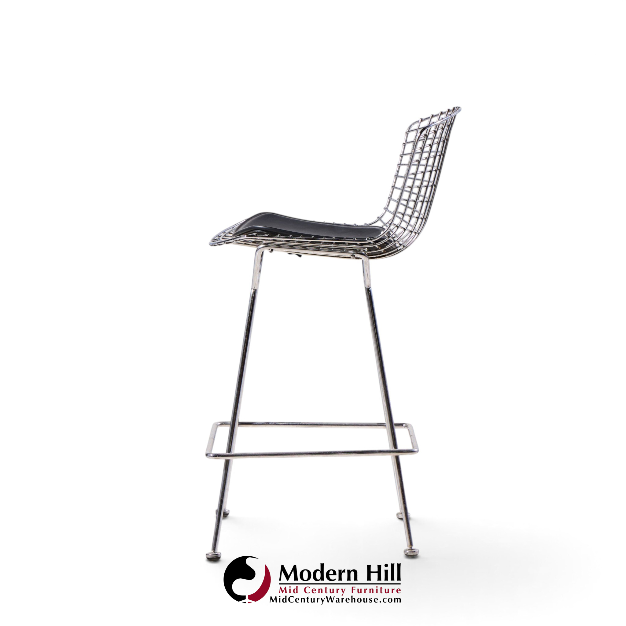 harry bertoia for knoll mid century chrome bar stools - set of 4