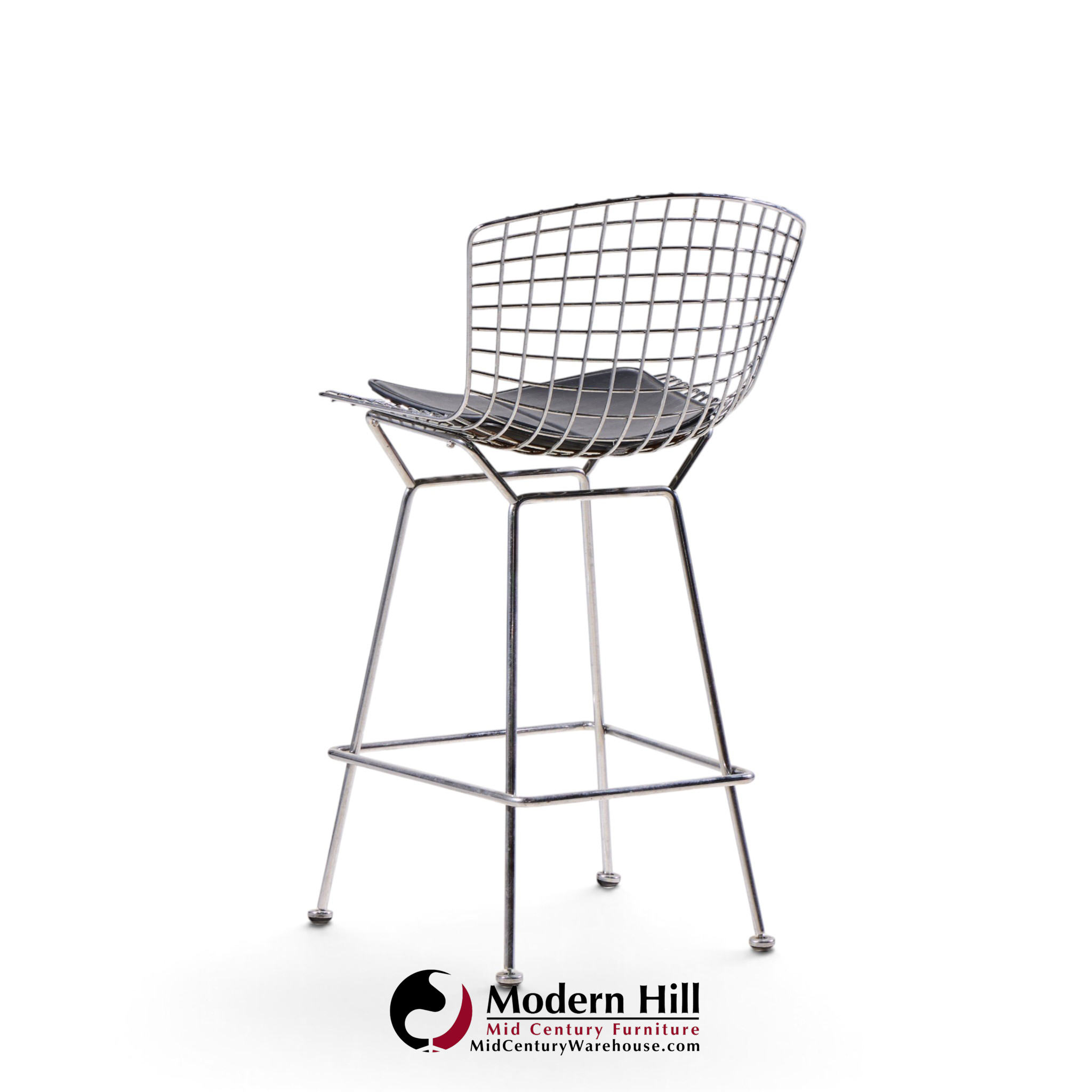 harry bertoia for knoll mid century chrome bar stools - set of 4