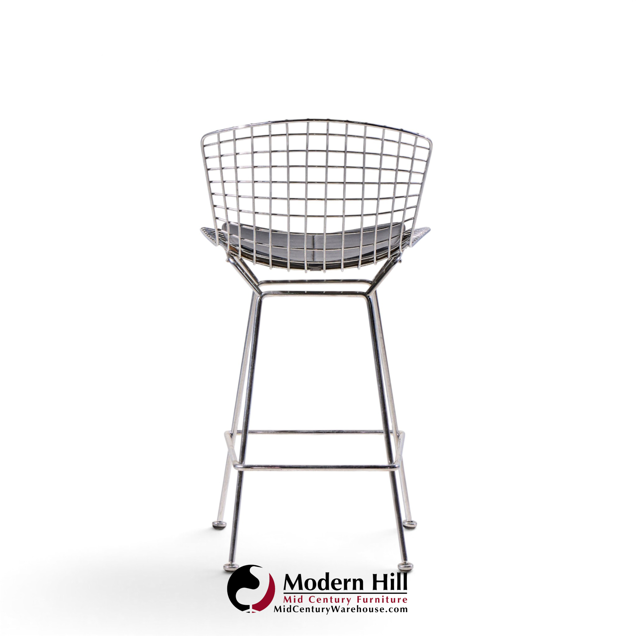 harry bertoia for knoll mid century chrome bar stools - set of 4