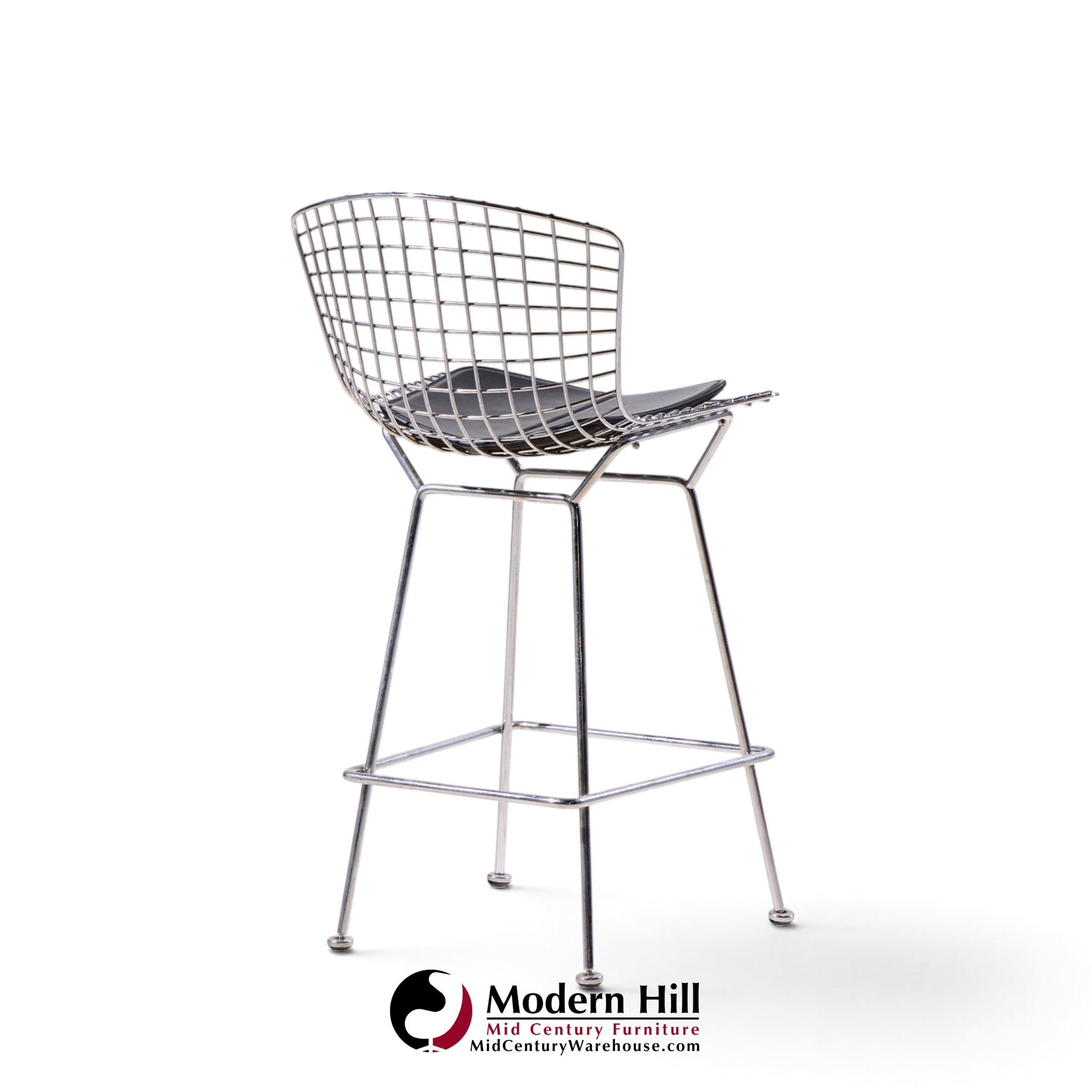 harry bertoia for knoll mid century chrome bar stools - set of 4