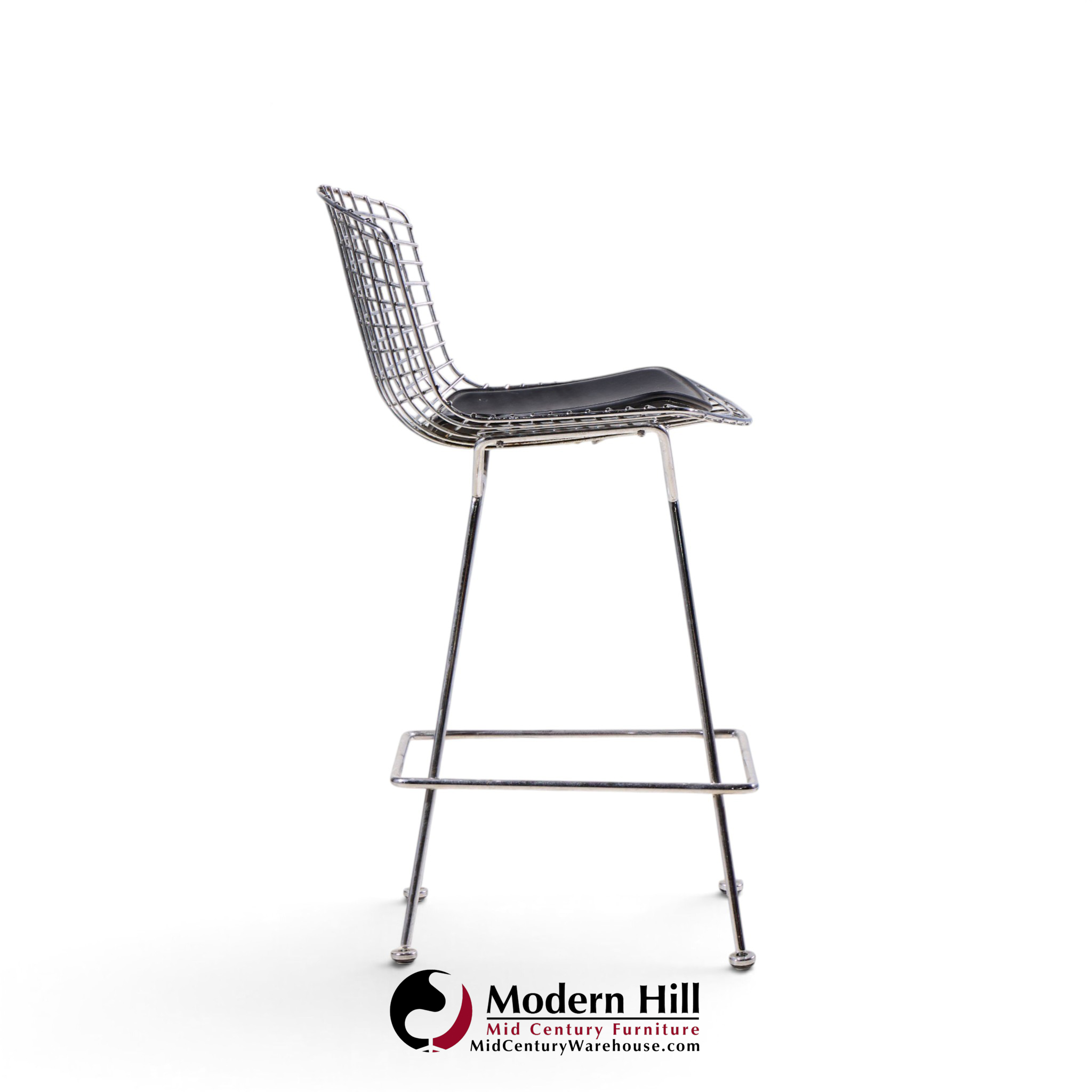 harry bertoia for knoll mid century chrome bar stools - set of 4