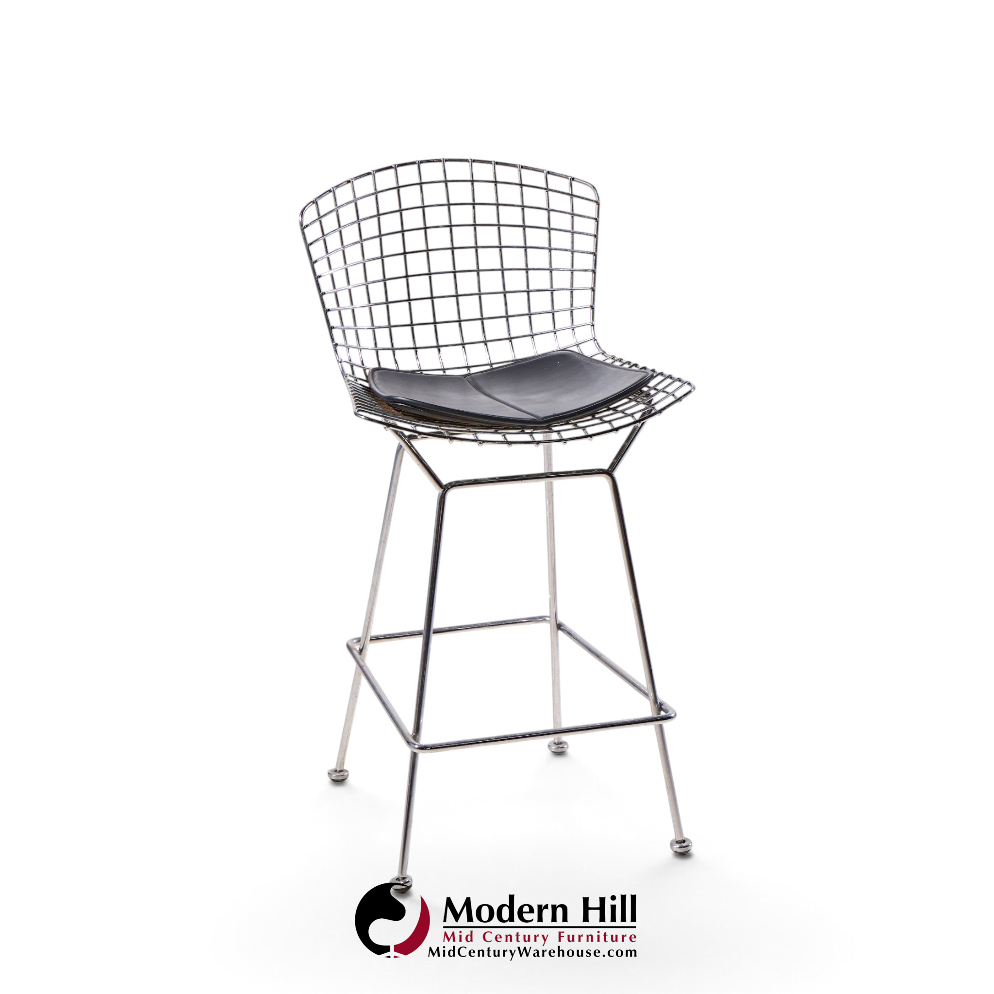 harry bertoia for knoll mid century chrome bar stools - set of 4