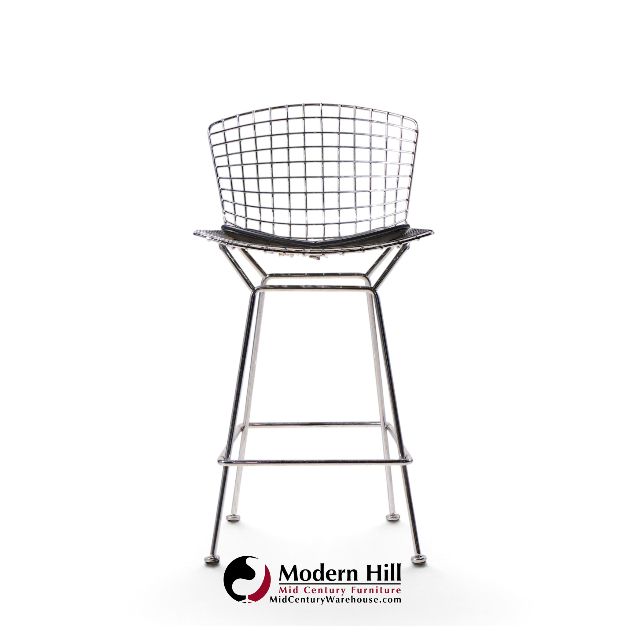 harry bertoia for knoll mid century chrome bar stools - set of 4