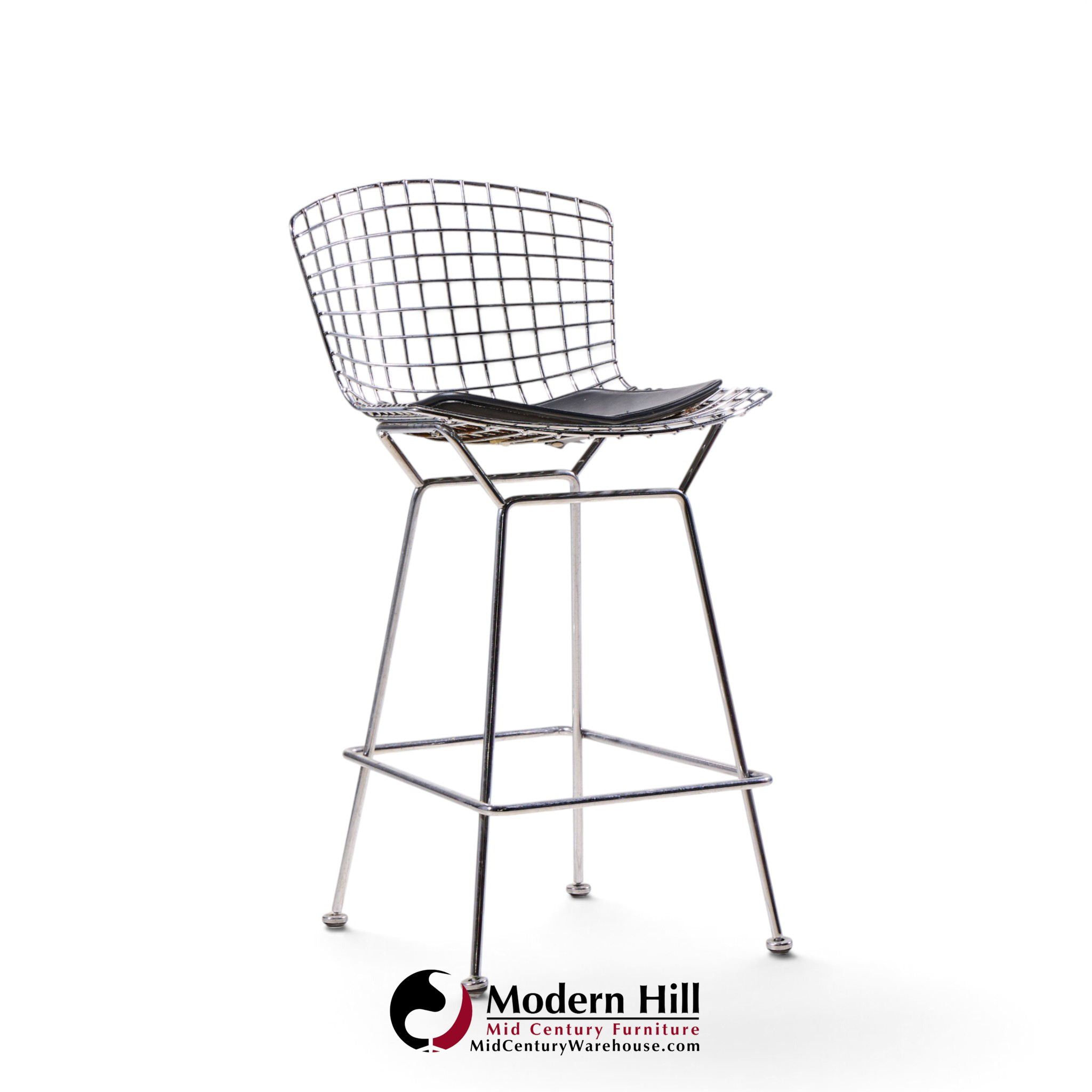 harry bertoia for knoll mid century chrome bar stools - set of 4