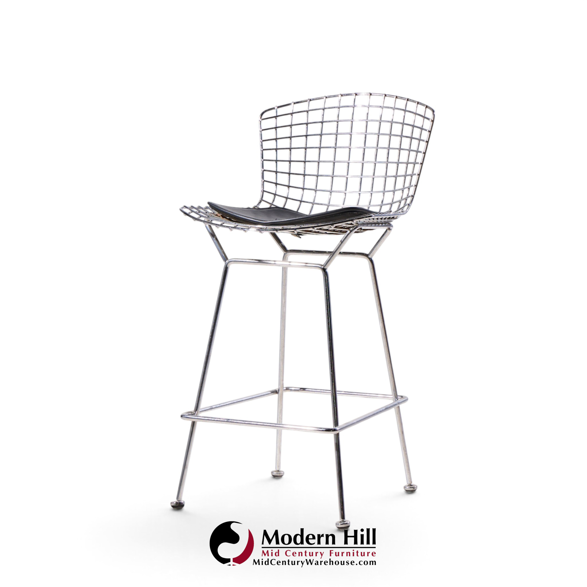 harry bertoia for knoll mid century chrome bar stools - set of 4