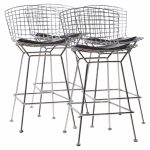 harry bertoia for knoll mid century chrome bar stools - set of 4