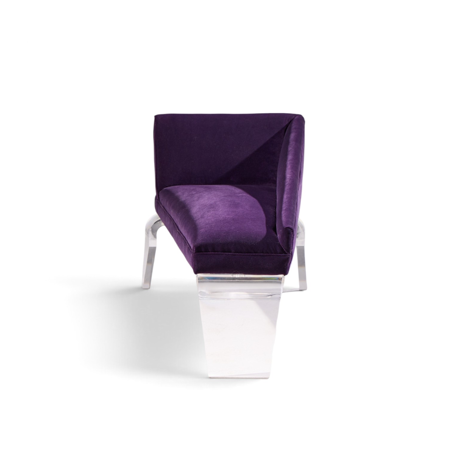 haziza mid century lucite and upholstered sculptural chaise lounge settee