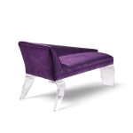 haziza mid century lucite and upholstered sculptural chaise lounge settee