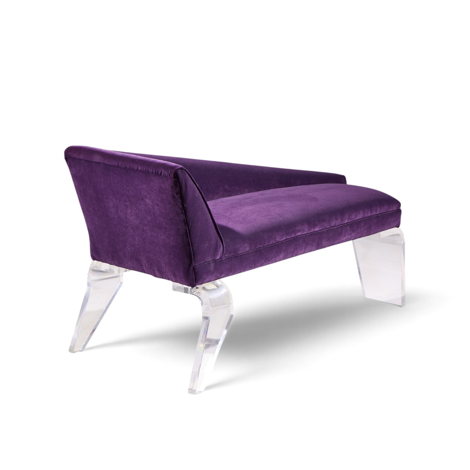 haziza mid century lucite and upholstered sculptural chaise lounge settee