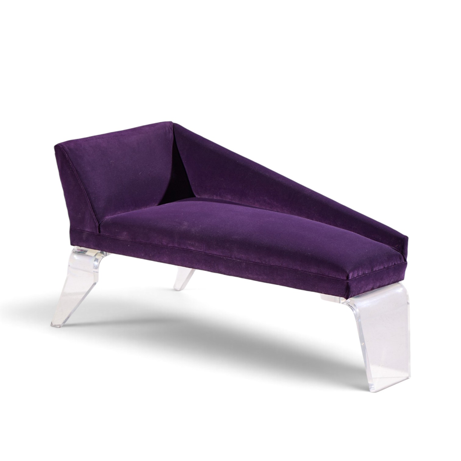 haziza mid century lucite and upholstered sculptural chaise lounge settee