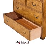 henredon campaign mid century oak and brass highboy dresser armoire