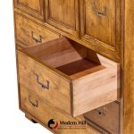 henredon campaign mid century oak and brass highboy dresser armoire