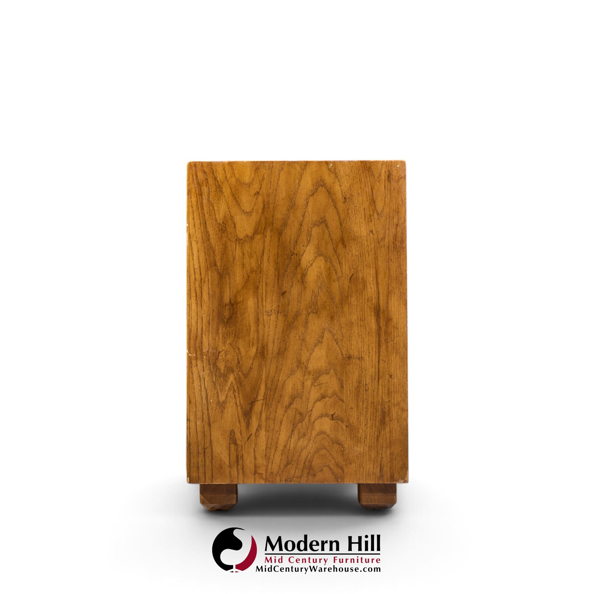 henredon campaign mid century oak and brass lowboy dresser