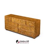 henredon campaign mid century oak and brass lowboy dresser