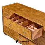 henredon campaign mid century oak and brass lowboy dresser