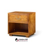 henredon campaign mid century oak and brass nightstands - pair