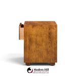 henredon campaign mid century oak and brass nightstands - pair