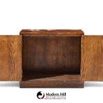 henredon campaign mid century walnut and brass cabinet