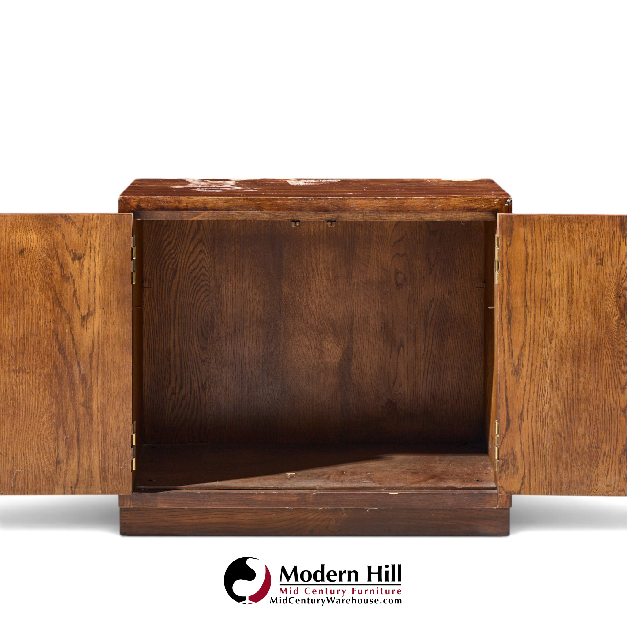 henredon campaign mid century walnut and brass cabinet
