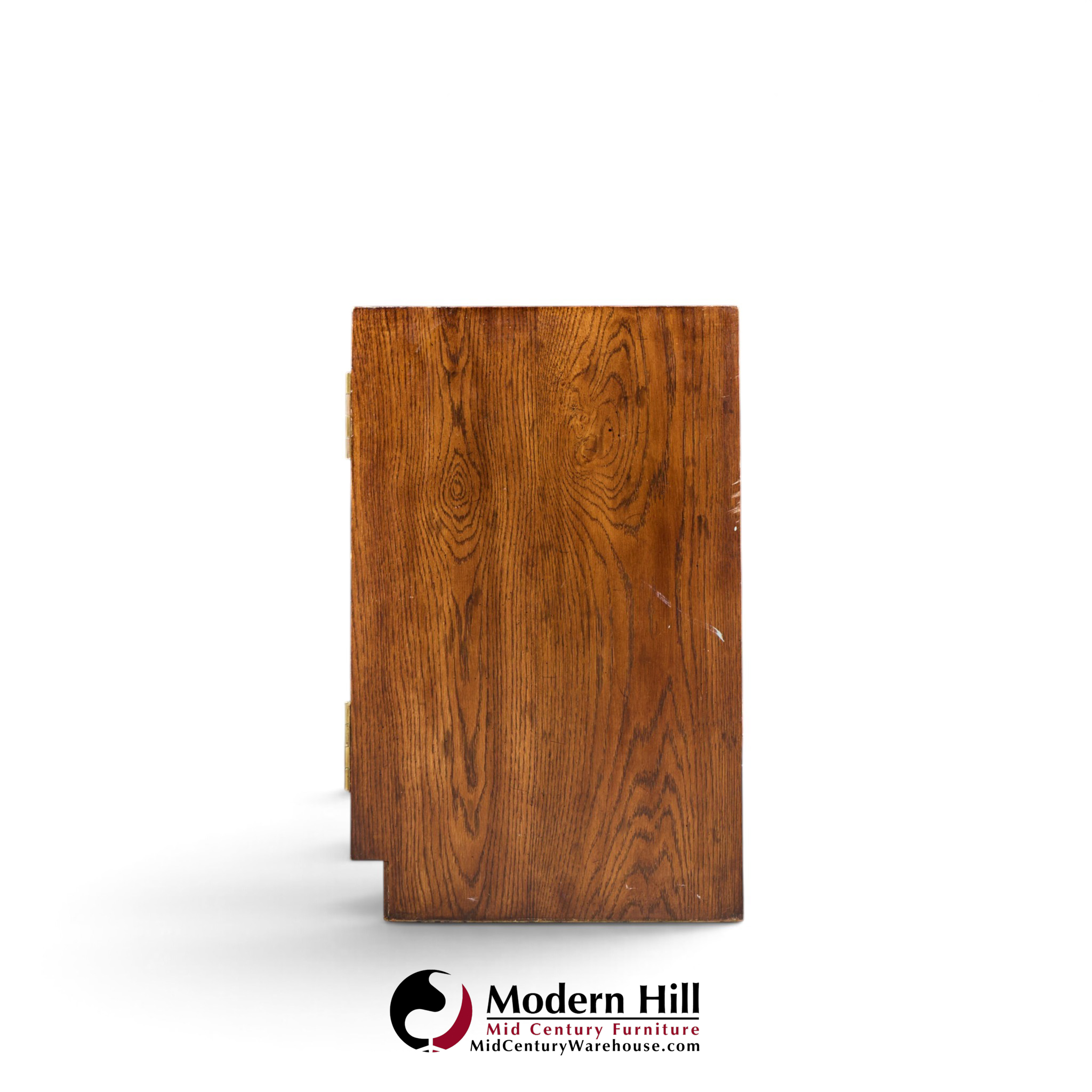 henredon campaign mid century walnut and brass cabinet