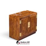 henredon campaign mid century walnut and brass cabinet