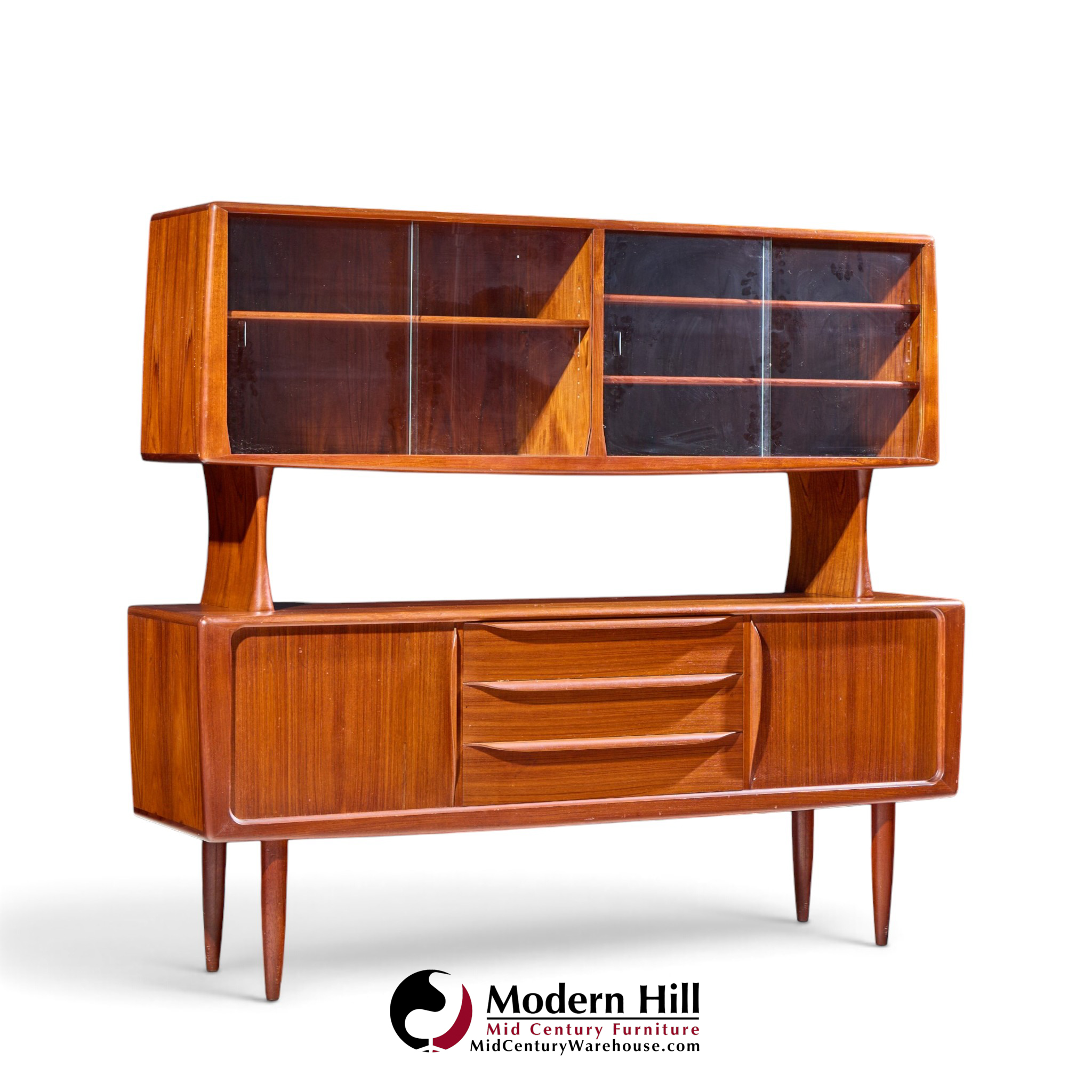hos wulff mid century danish teak tambour door credenza and hutch