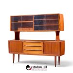 hos wulff mid century danish teak tambour door credenza and hutch
