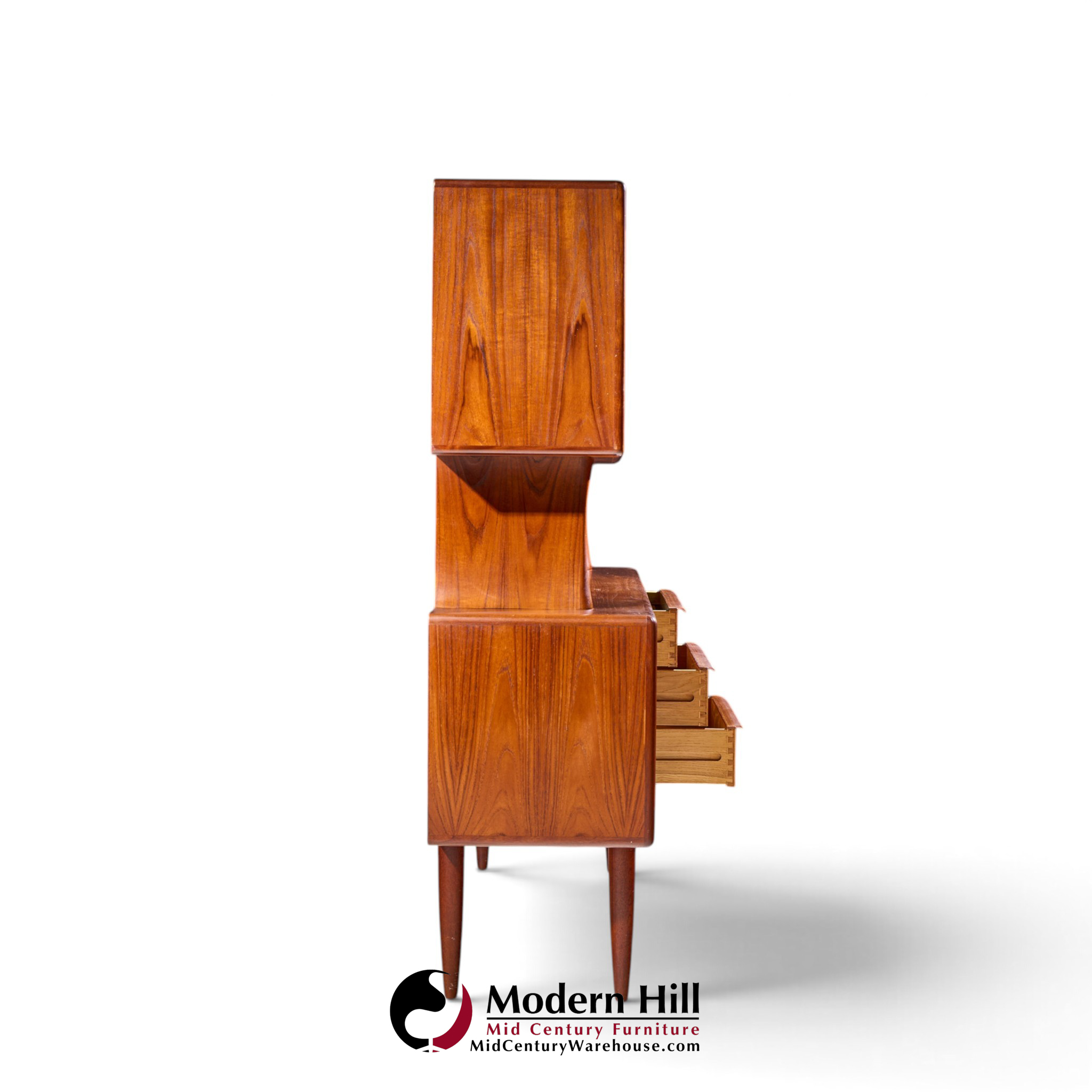 hos wulff mid century danish teak tambour door credenza and hutch