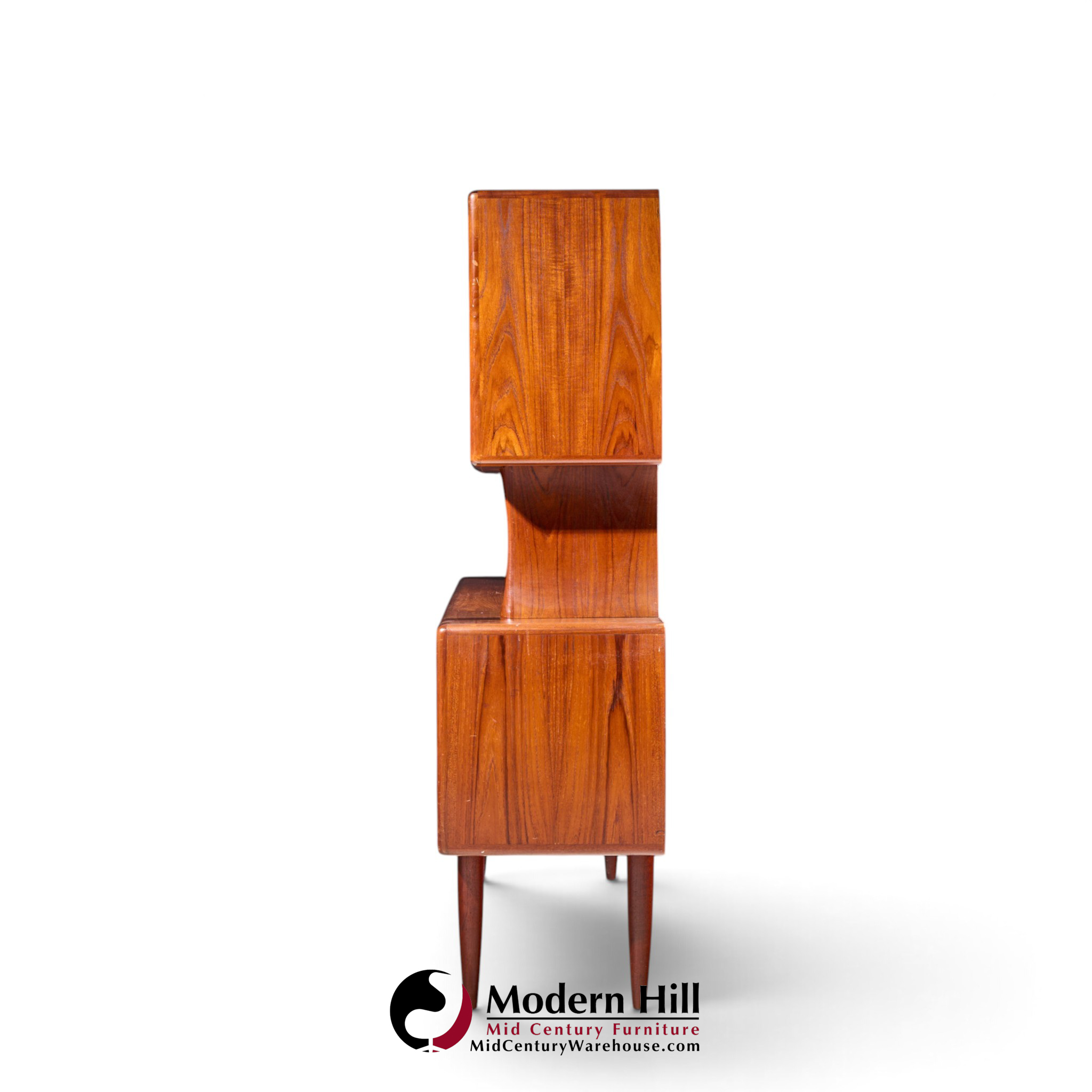 hos wulff mid century danish teak tambour door credenza and hutch