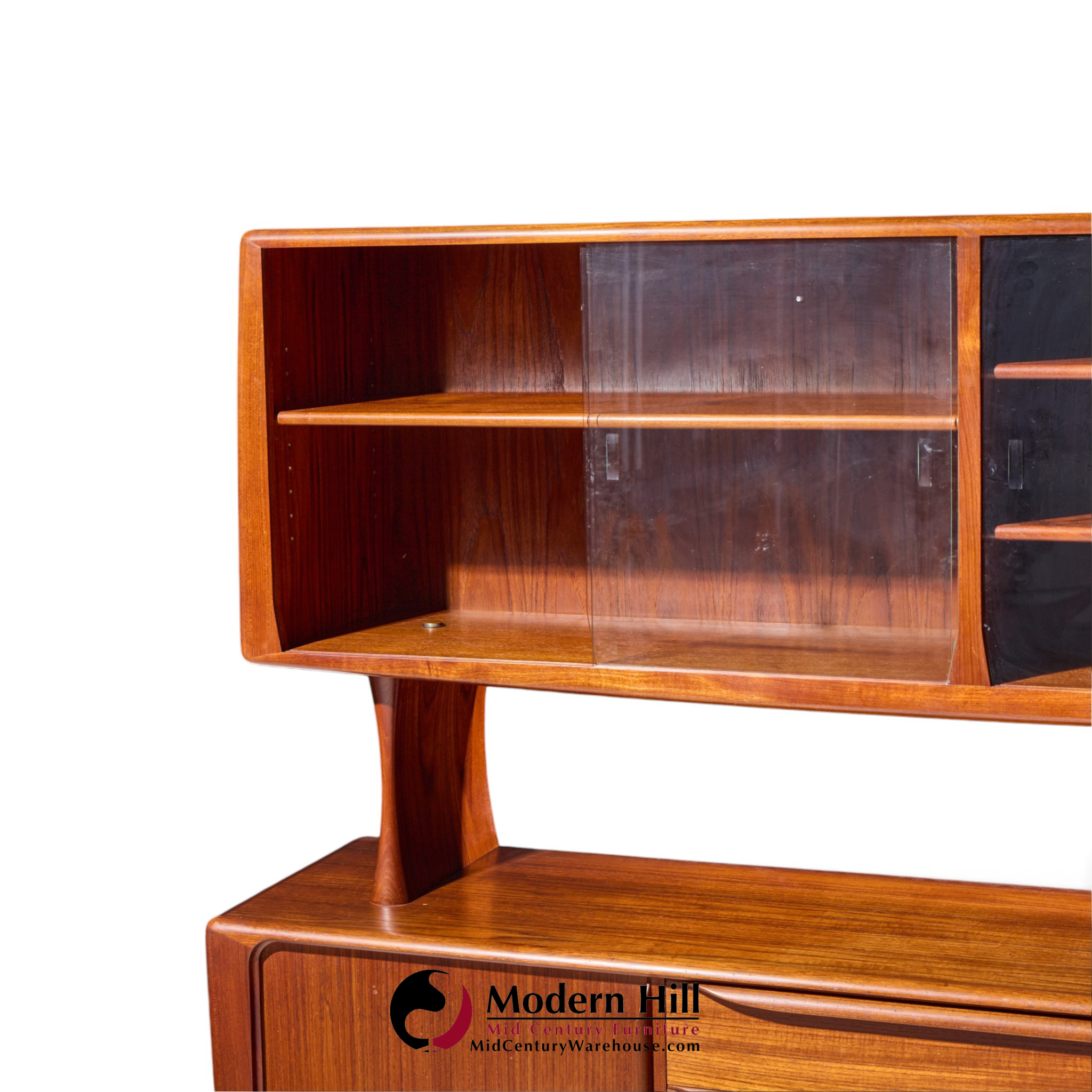 hos wulff mid century danish teak tambour door credenza and hutch