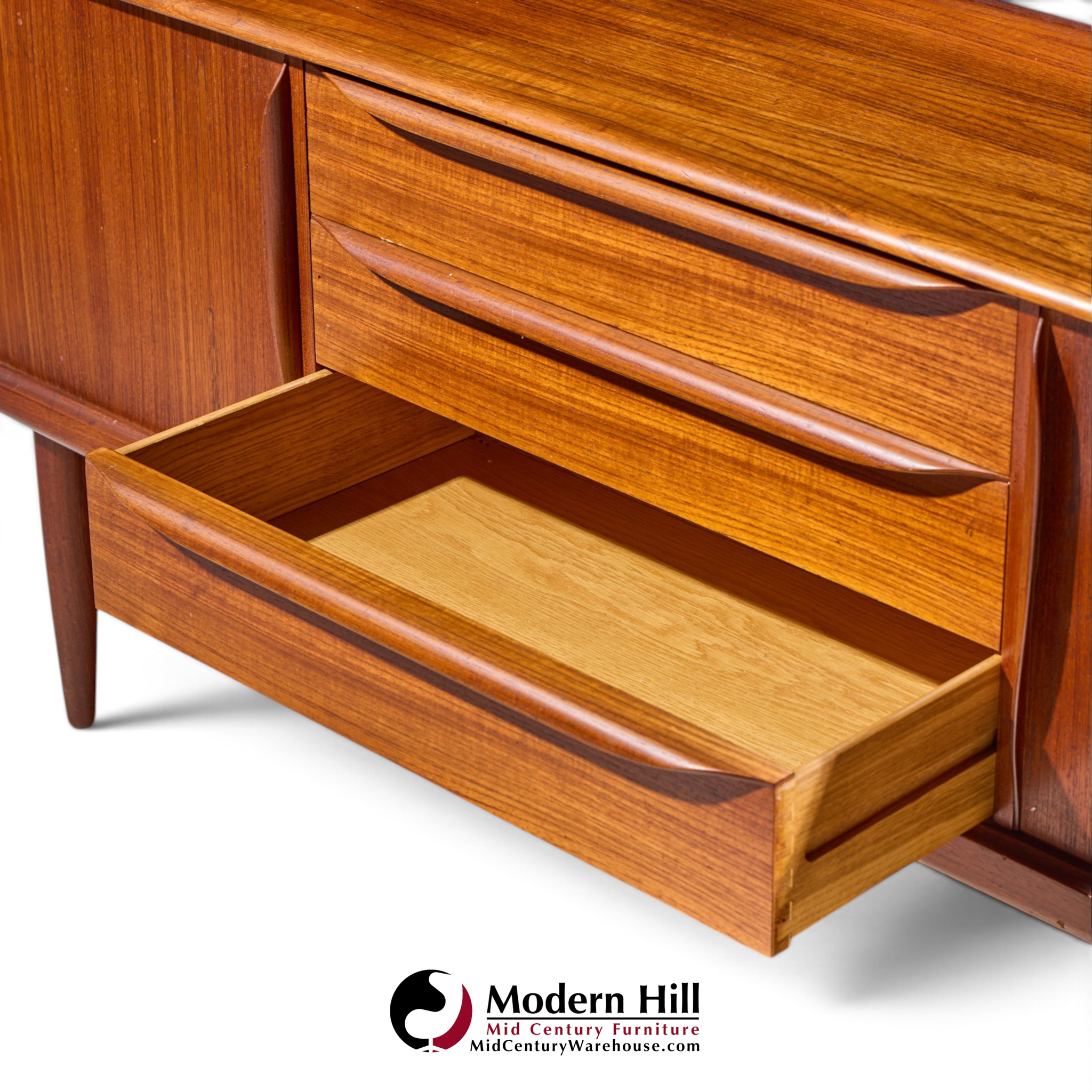hos wulff mid century danish teak tambour door credenza and hutch