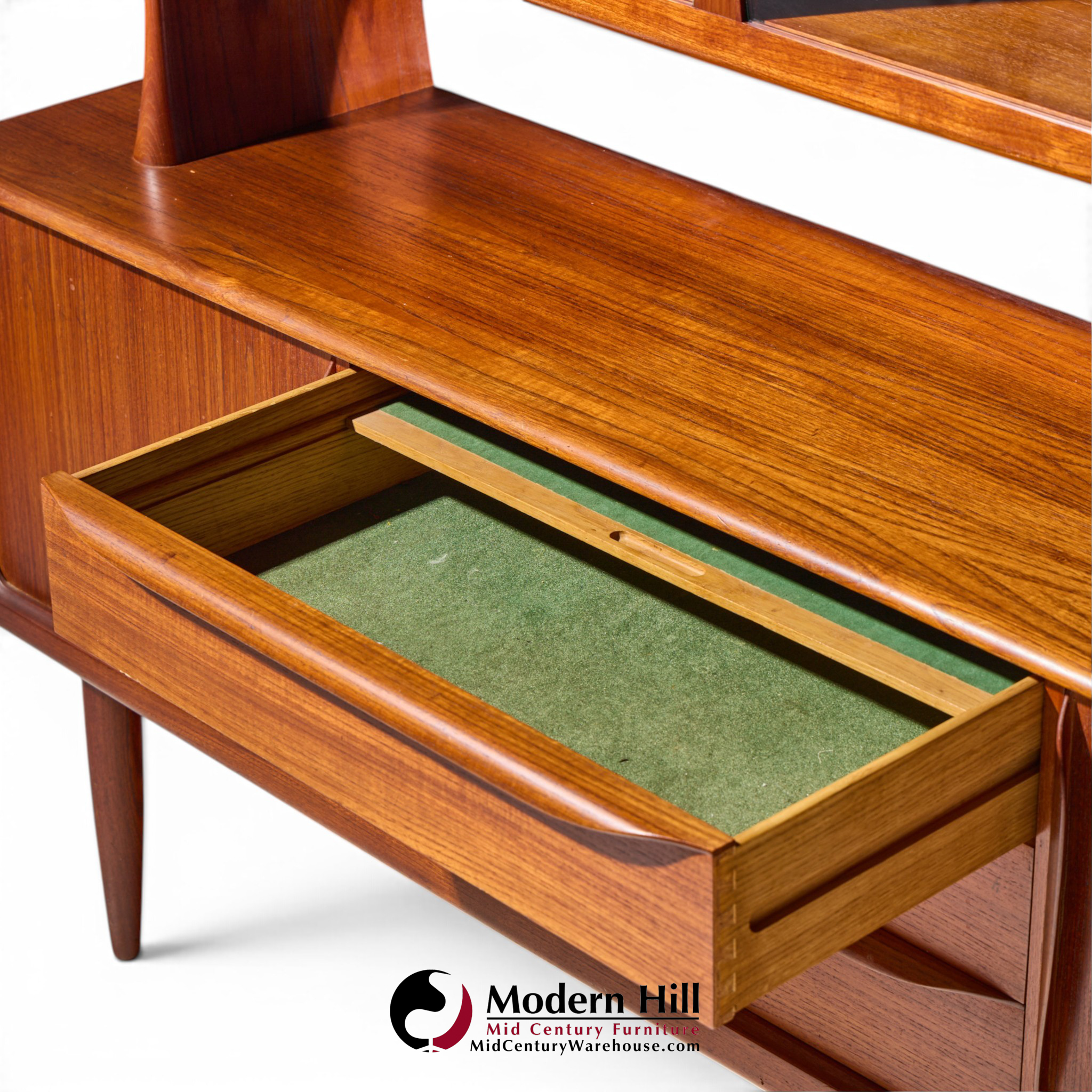 hos wulff mid century danish teak tambour door credenza and hutch
